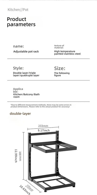 Adjustable Kitchen Shelf – 2-4 Tier Space-Saving Storage Rack for Pots, Under Sink & Corner Use - Rehmiar