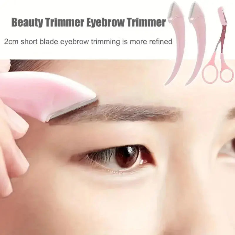 Eyebrow Trimmer Set – Curved Razor, Scissors with Comb, Easy Beauty Tools for Beginners - Rehmiar