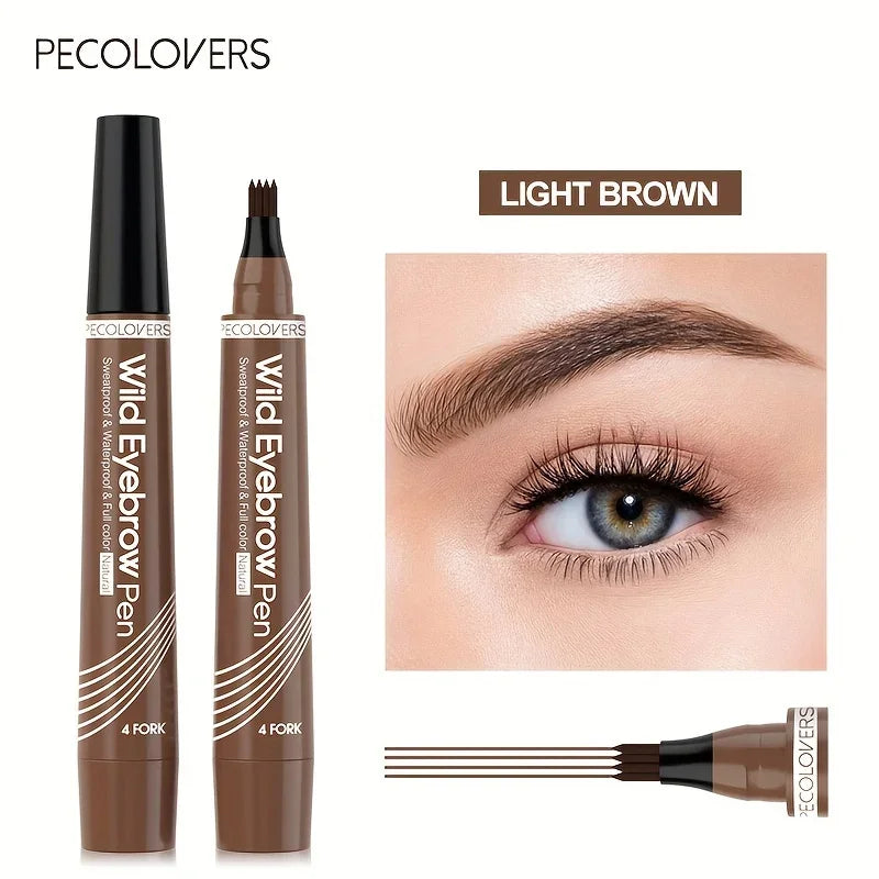 5 Colours Liquid Eyebrow Pen, Long Lasting Eyebrow Tattoo, 4-splitted Head Tint Pen - Rehmiar