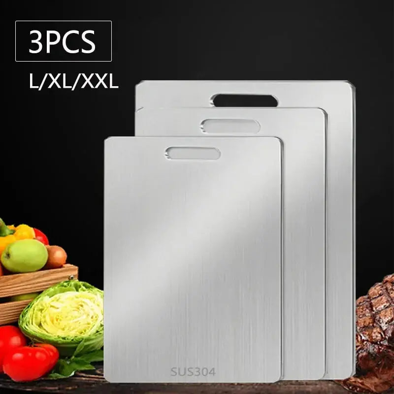 WXCOO Stainless Steel Kitchen Cutting Board – Food Grade Thick Chopping Board for Meat, Vegetables & Fruit - Rehmiar