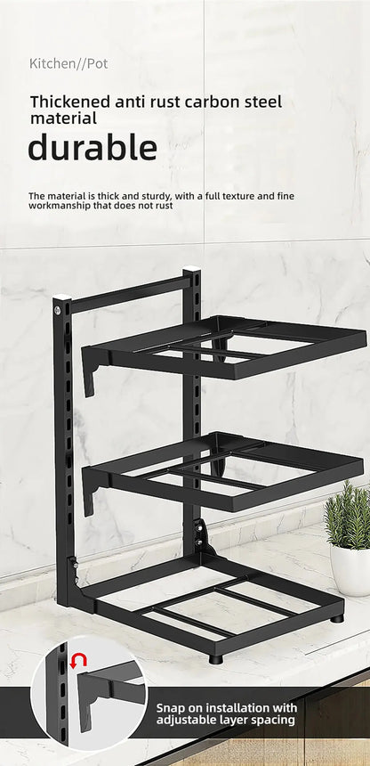 Adjustable Kitchen Shelf – 2-4 Tier Space-Saving Storage Rack for Pots, Under Sink & Corner Use - Rehmiar
