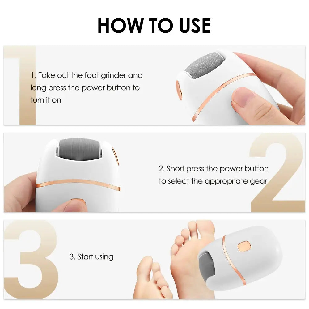 Electric Foot Grinder – Automatic Pedicure Tool for Removing Dead Skin, Calluses & Thick Leather, Gentle Exfoliation with 2 Speeds - Rehmiar