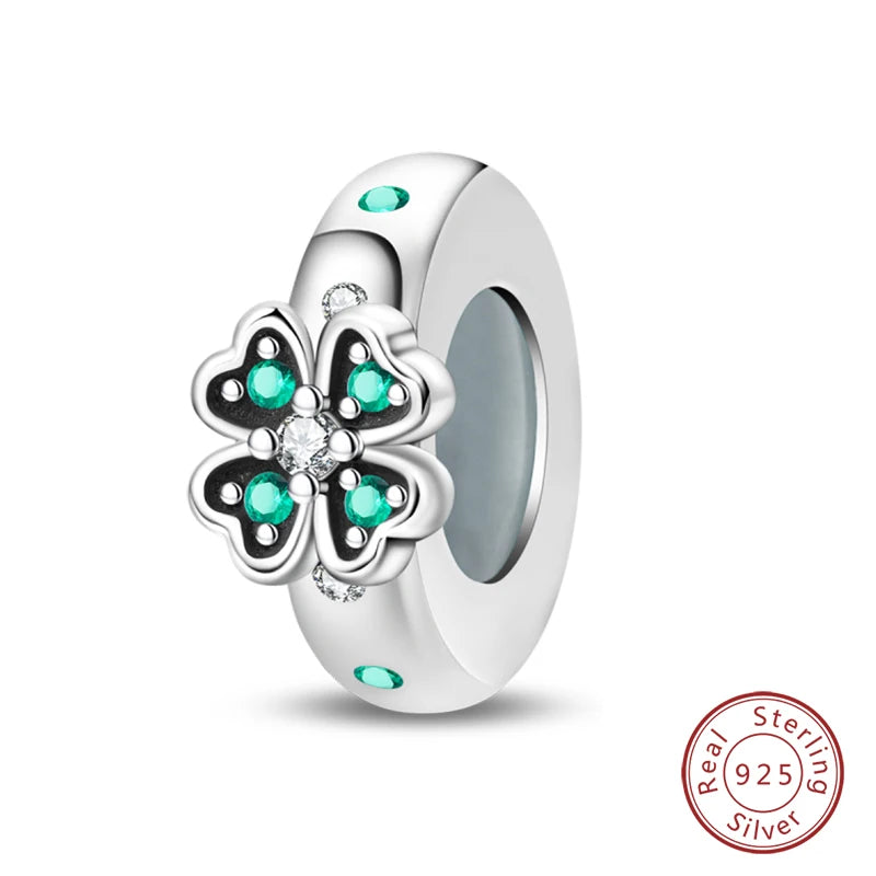 925 Sterling Silver Rainbow Zircon Beautifully Shaped Silicone Stopper Charms Beads - Rehmiar