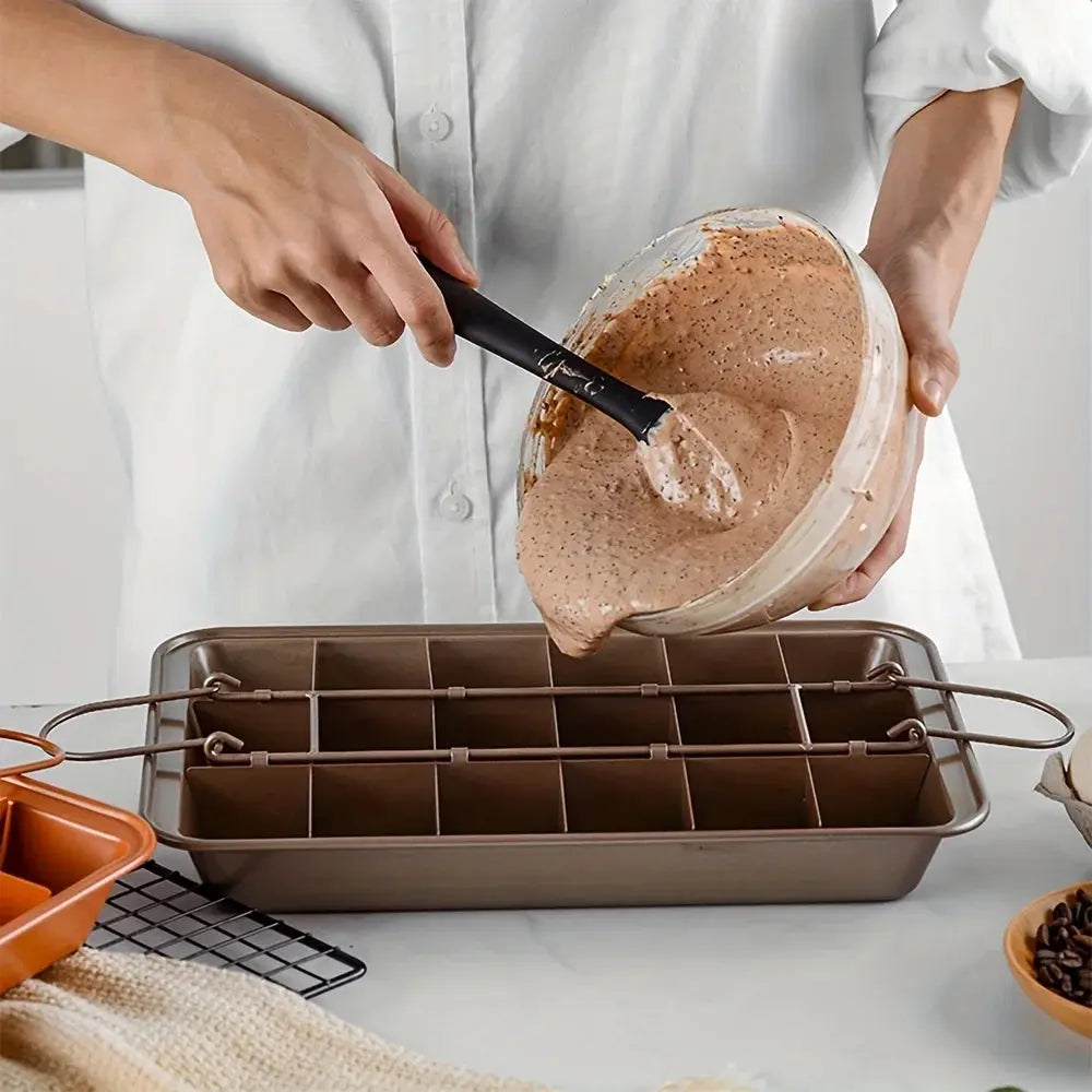Stainless Steel Brownie Cake Pan with Dividers – Non-Stick Square Loaf Pan for Muffins & Blondie Bakeware - Rehmiar