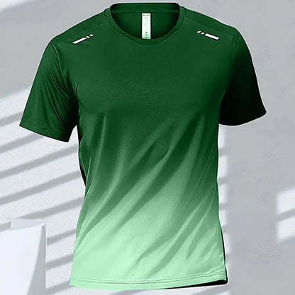 Men's Quick-Drying Gradient Short Sleeve T-Shirt – Sports Tee for Outdoor Workout, Basketball, Training & Running - Rehmiar