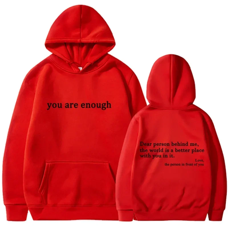Trendy "You Are Enough" Hoodie – Unisex Retro Pullover, Street Hip Hop Top for Men & Women, Hot Selling