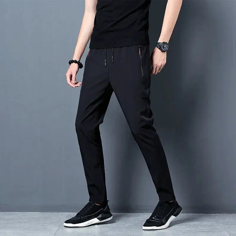 Men's Casual Pants – Straight Slim Fit Elastic Waist Jogger Classic Blue, Black Gray, Plus Size Available