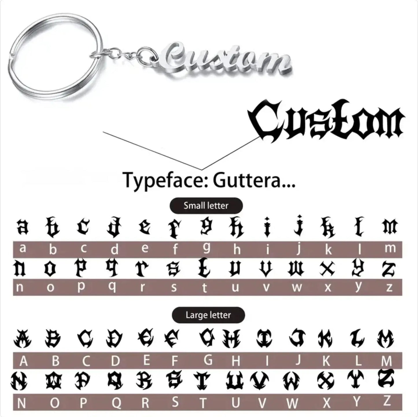 Custom Name Tag Keychain Personalized Letters Stainless Steel Key Chain Ring for Women Men Father's Day Mother's Day