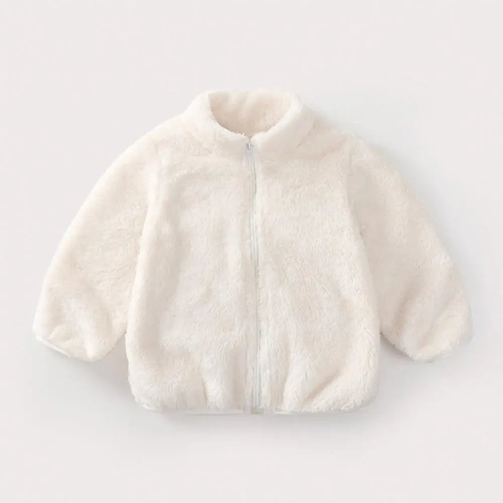 Solid Colour Children Plush Coat Autumn Winter Warm Baby Girl Boy Casual Jacket