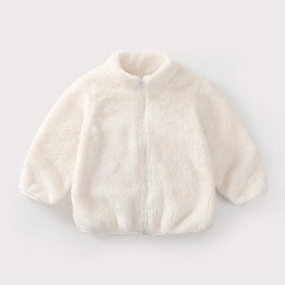 Solid Colour Children Plush Coat Autumn Winter Warm Baby Girl Boy Casual Jacket