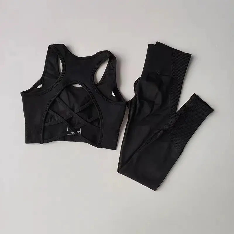 2-Piece Women's Sports Bra & Leggings Set – Professional Fitness Tank Top Bra, Shockproof Running & Yoga Suit Rehmiar