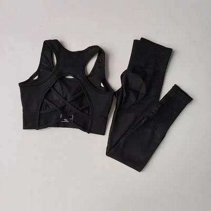 2-Piece Women's Sports Bra & Leggings Set – Professional Fitness Tank Top Bra, Shockproof Running & Yoga Suit Rehmiar