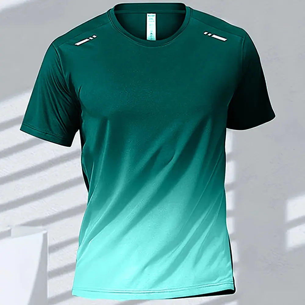 Men's Quick-Drying Gradient Short Sleeve T-Shirt – Sports Tee for Outdoor Workout, Basketball, Training & Running - Rehmiar