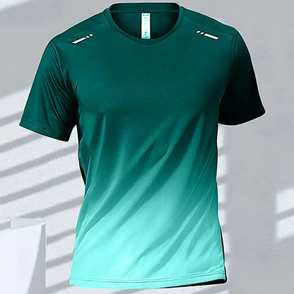 Men's Quick-Drying Gradient Short Sleeve T-Shirt – Sports Tee for Outdoor Workout, Basketball, Training & Running - Rehmiar