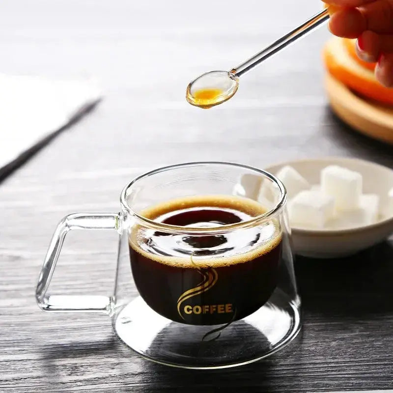 200ML Double Wall Glass Espresso Cup – Heat-Resistant Coffee Mug with Handle for Cappuccino, Latte, Tea & Water - Rehmiar