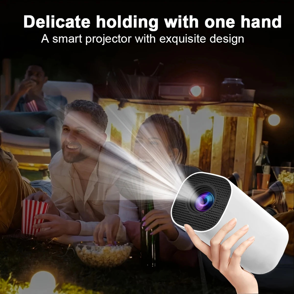 Portable Smart Projector with Wi-Fi 6 & Bluetooth 5.0 – Native 720P Supports 4K, Adjustable Screen, 180° Rotation