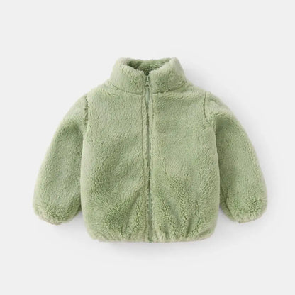 Solid Colour Children Plush Coat Autumn Winter Warm Baby Girl Boy Casual Jacket
