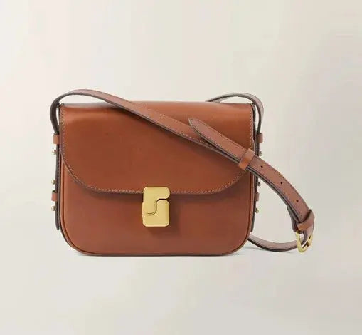 Women’s Genuine Leather Tofu Bag, French-Style Small Square Shoulder Crossbody Commuter Bag - Rehmiar