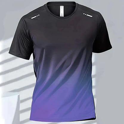 Men's Quick-Drying Gradient Short Sleeve T-Shirt – Sports Tee for Outdoor Workout, Basketball, Training & Running - Rehmiar