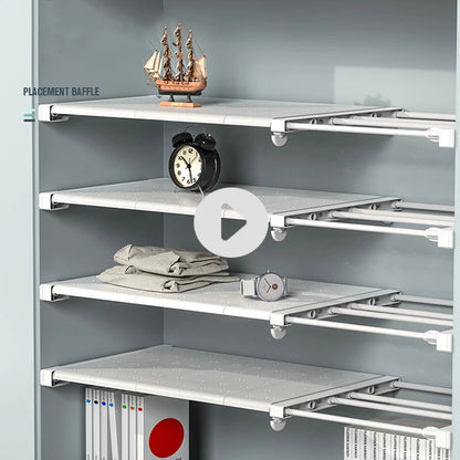 Space Saving Adjustable Wall Mounted Closet Organizer Storage Shelf - Rehmiar