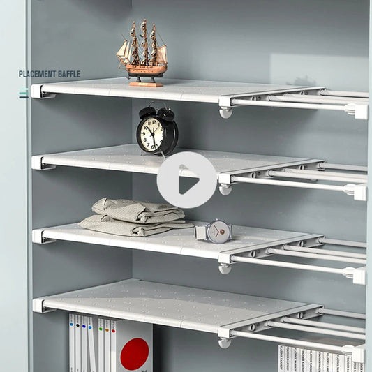 Space Saving Adjustable Wall Mounted Closet Organizer Storage Shelf - Rehmiar