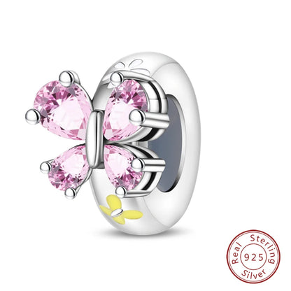 925 Sterling Silver Rainbow Zircon Beautifully Shaped Silicone Stopper Charms Beads - Rehmiar