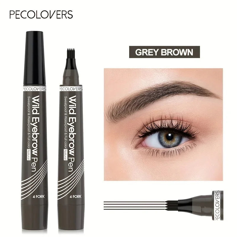 5 Colours Liquid Eyebrow Pen, Long Lasting Eyebrow Tattoo, 4-splitted Head Tint Pen - Rehmiar