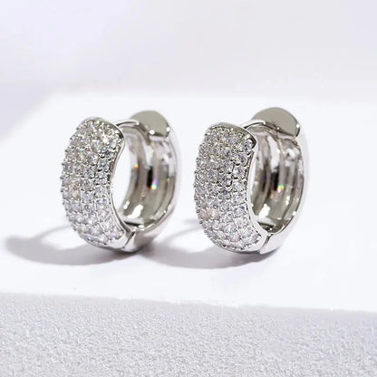 Zirconia Pave Hoop Earrings Unisex Huggie Earrings Hip Hop Party Wedding Jewellery - Rehmiar