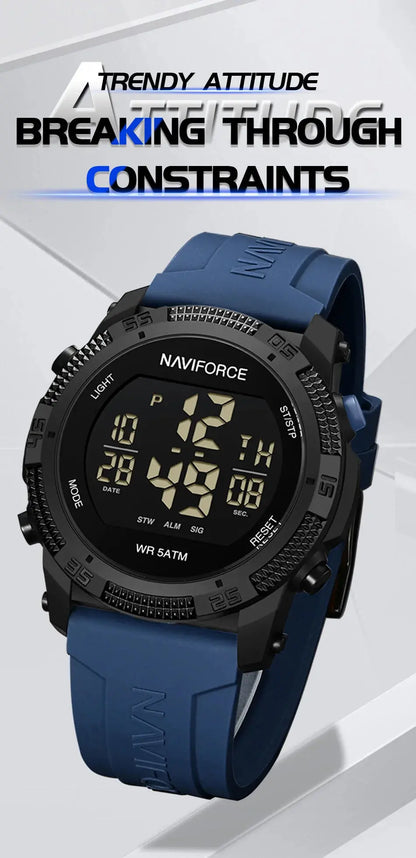 Naviforce  Luxury Men's Fashion Watch – Water Resistant Silicone Strap LCD Electronic Clock