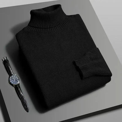 Autumn Mens High Quality Knitted Turtleneck Slim Fit Sweater - Rehmiar