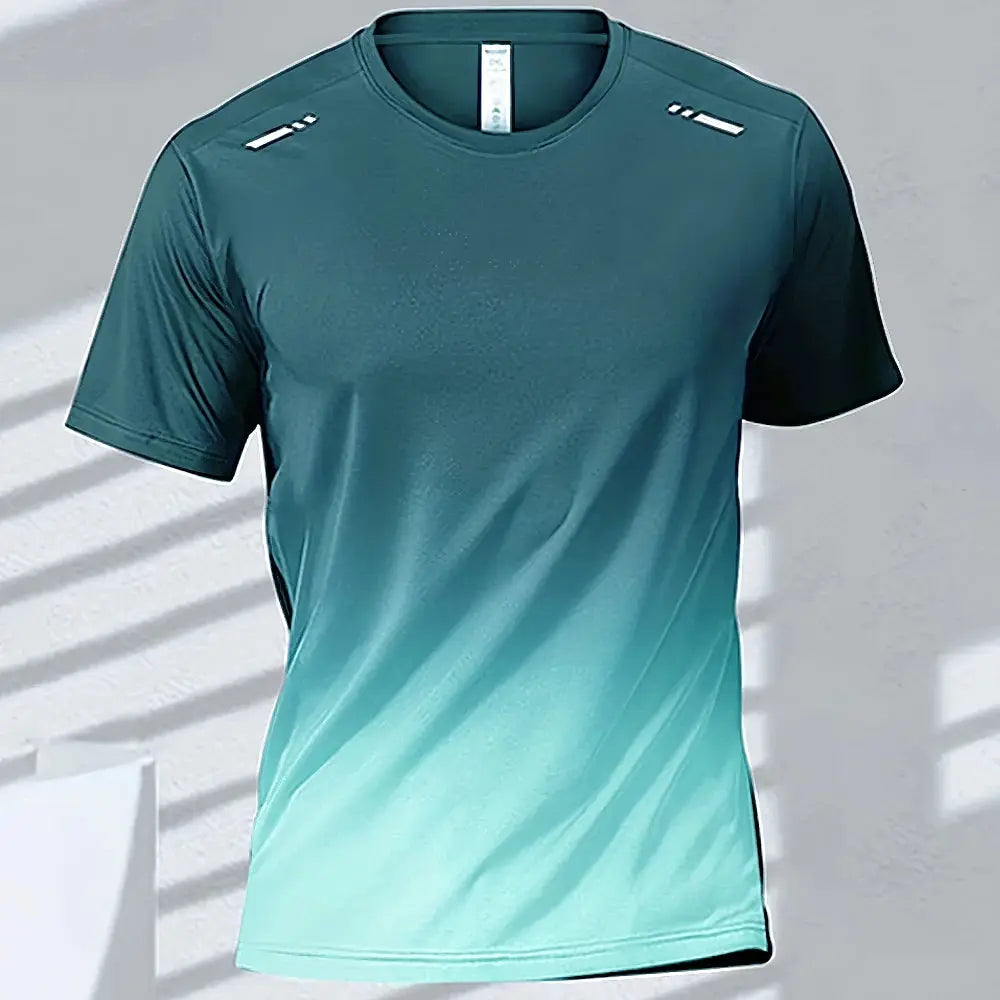 Men's Quick-Drying Gradient Short Sleeve T-Shirt – Sports Tee for Outdoor Workout, Basketball, Training & Running - Rehmiar