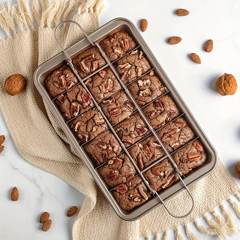 Stainless Steel Brownie Cake Pan with Dividers – Non-Stick Square Loaf Pan for Muffins & Blondie Bakeware - Rehmiar