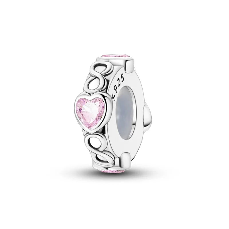 925 Sterling Silver Rainbow Zircon Beautifully Shaped Silicone Stopper Charms Beads - Rehmiar