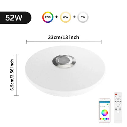 Smart RGB Ceiling Light – 36W/52W Music Sync, APP & Bluetooth Control, Remote Controlled Modern Home Lighting (AC220V) - Rehmiar