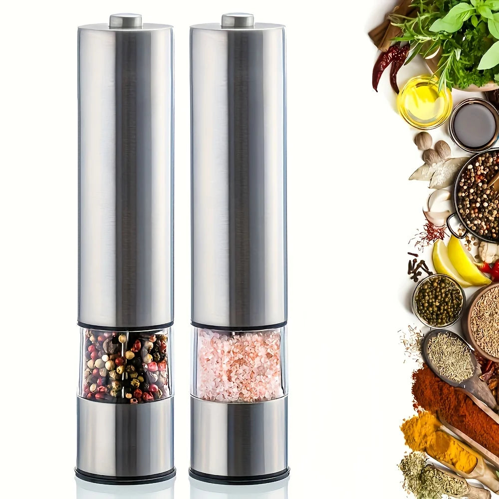 Electric Salt and Pepper Grinder Set – One-Handed Operation Stainless Steel Spice Mill with Light, Automatic for Kitchen