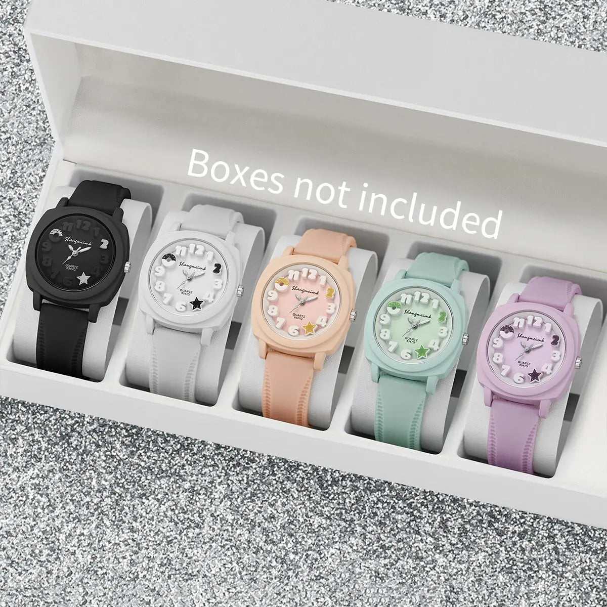 1/3/10PCS Women’s Silicone Band Quartz Watch Set – Casual Trendy Dial Wristwatches (No Box) - Rehmiar