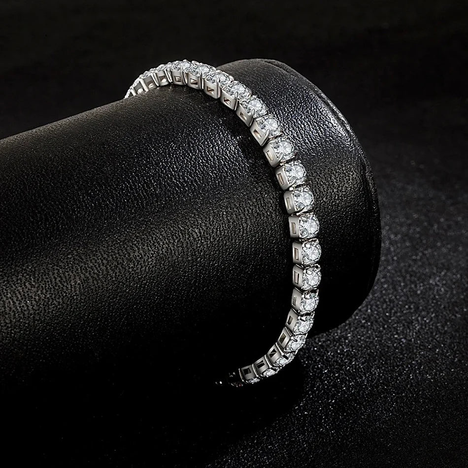 ALIZERO S925 Sterling Silver Bracelet – Zirconia Tennis Ball Charm, Simple Wedding Engagement Jewellery for Women, 4mm 16-23cm