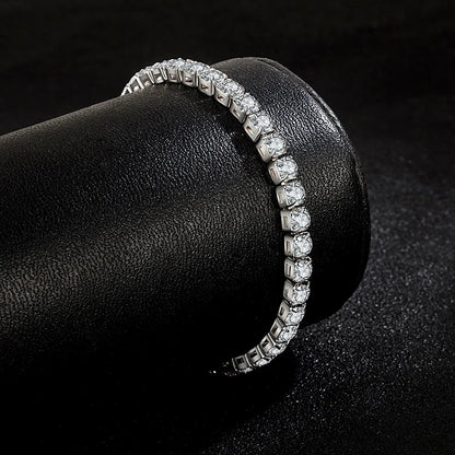 ALIZERO S925 Sterling Silver Bracelet – Zirconia Tennis Ball Charm, Simple Wedding Engagement Jewellery for Women, 4mm 16-23cm