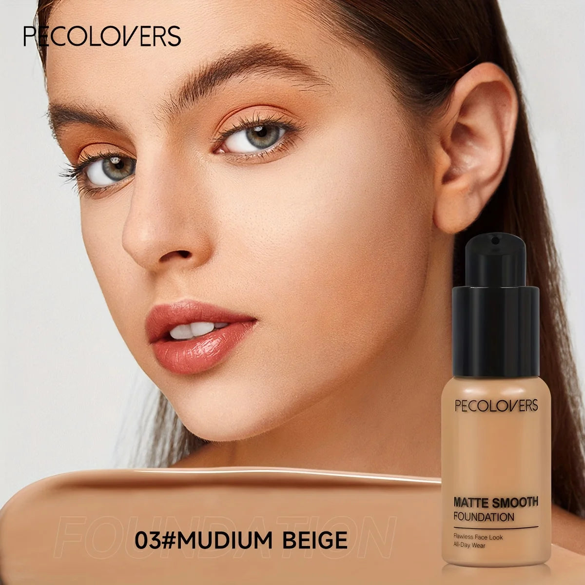 PECOLOVERS Matte Finish Liquid Foundation - Oil-Control, Waterproof, Full Coverage Concealer for All Skin Tones - Rehmiar