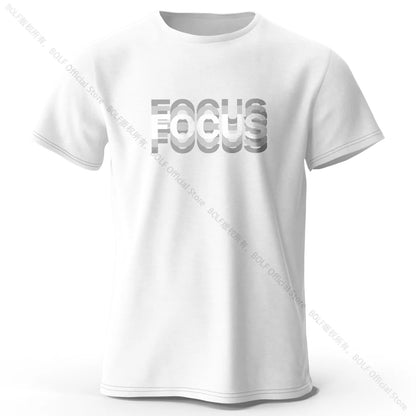Focus Letter Minimalist Style 100% Lightweight Cotton T-Shirt, - Rehmiar