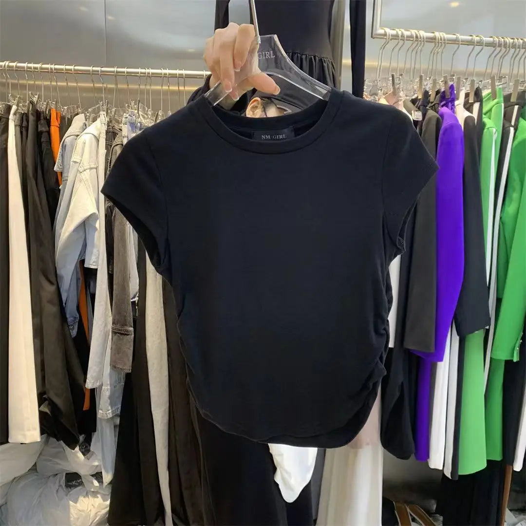 K-pop Style Solid Colour Summer Crop Top - Rehmiar