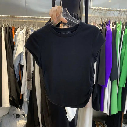 K-pop Style Solid Colour Summer Crop Top - Rehmiar