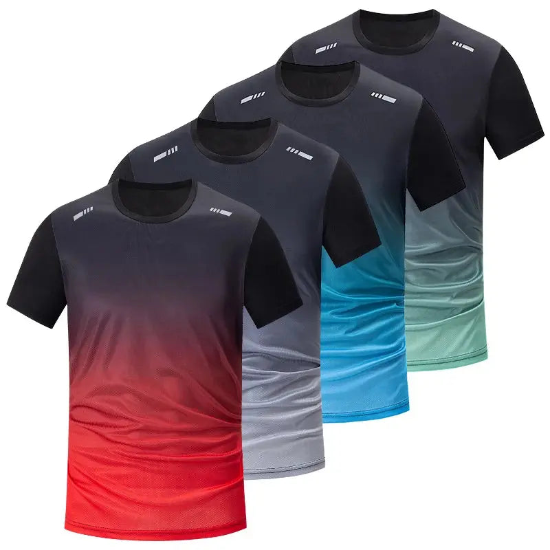 Men's Seasonal Sports Short Sleeve Top & Running Shorts Set – Gradient Quick Drying Multi-Colour Casual Set - Rehmiar
