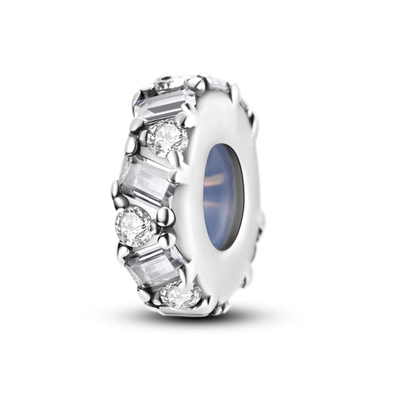 925 Sterling Silver Rainbow Zircon Beautifully Shaped Silicone Stopper Charms Beads - Rehmiar