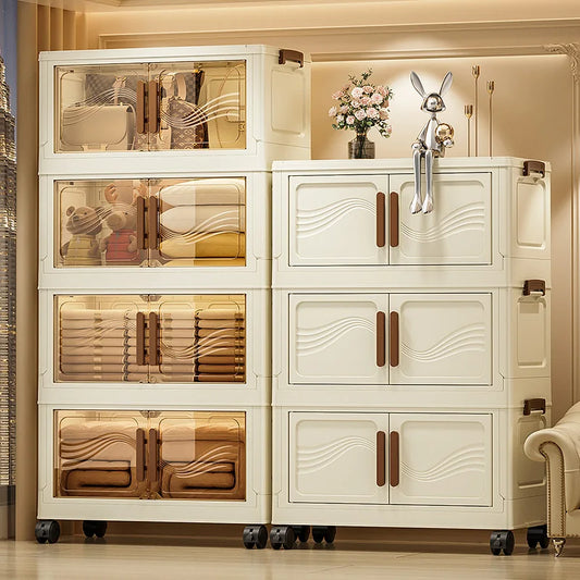 Foldable Storage Box with Clear Door – Spacious, Durable & Easy-to-Assemble Organizer for Clothes, Books & Toys