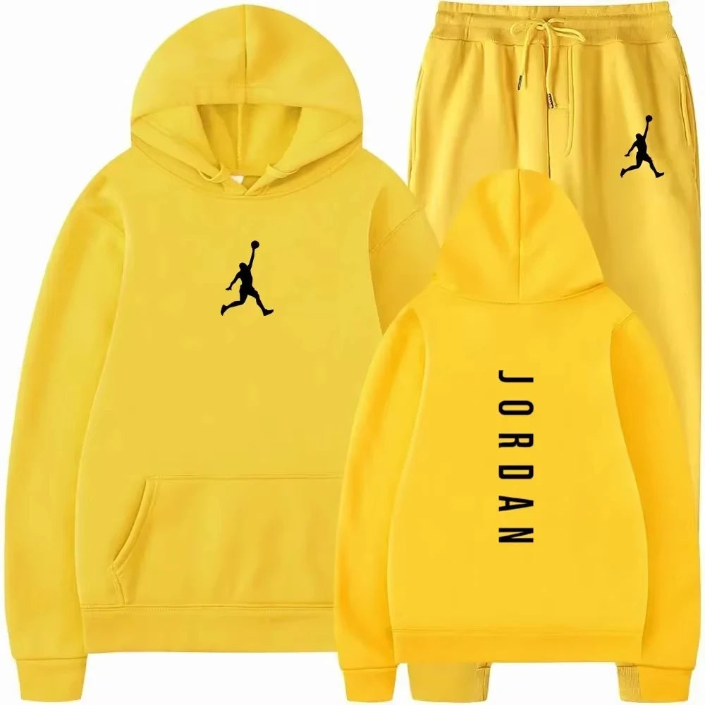 Spring & Autumn Men's Sportswear Set – Casual Fitness Basketball Hooded Jumper & Jogging Pants Two-Piece Set