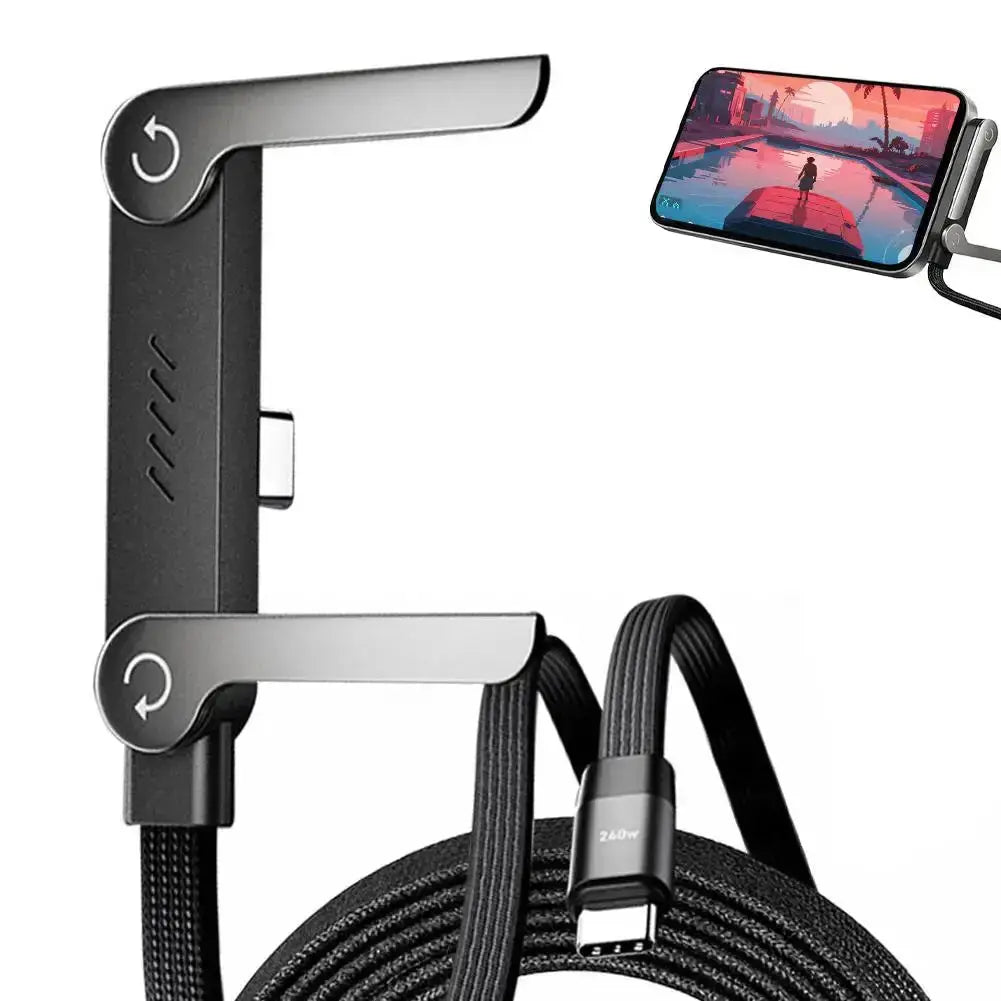 Super Fast Charging Braided Cable with Invisible Phone Stand – Type-C Built-in Holder for Gaming, Office & Travel Rehmiar