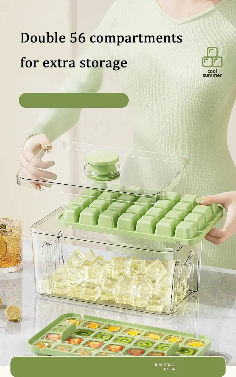 48-Grid Ice Cube Tray with One-Touch Release – Portable Ice Maker Mold & Ice Box - Rehmiar