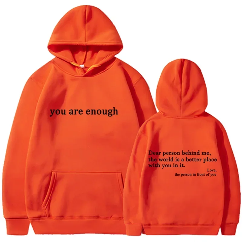 Trendy "You Are Enough" Hoodie – Unisex Retro Pullover, Street Hip Hop Top for Men & Women, Hot Selling