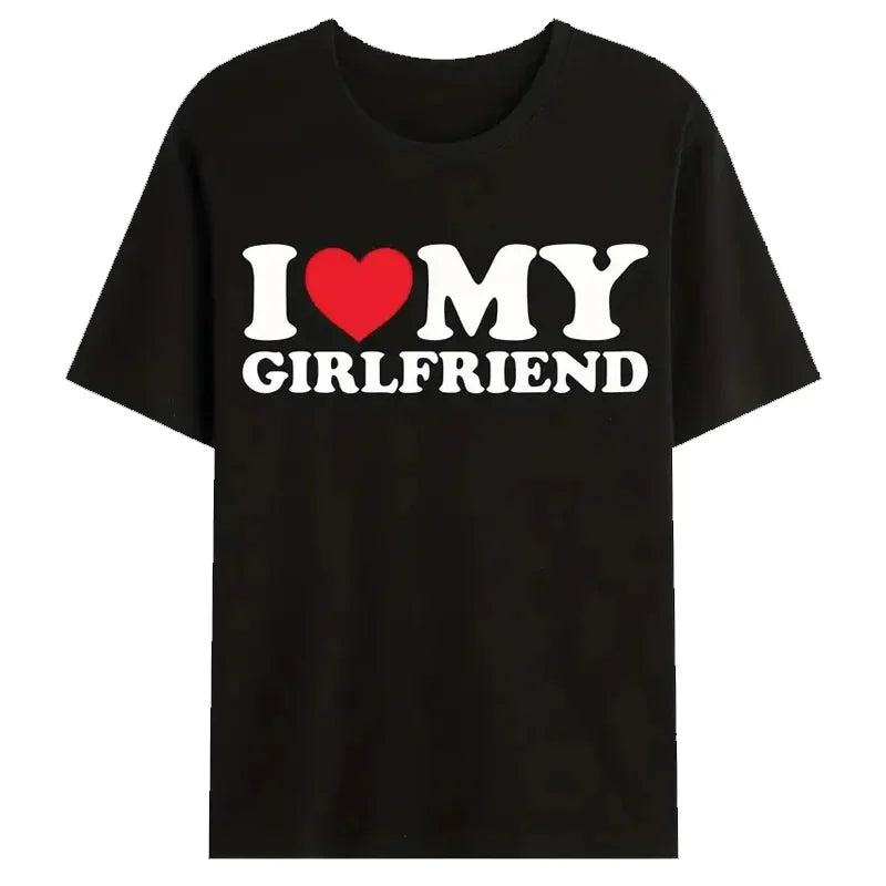 I Love My Girlfriend Print T Shirt Tees for Men - Rehmiar